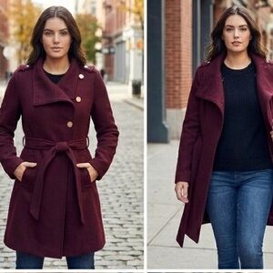 Guess Deep Burgundy Long Sleeve Coat